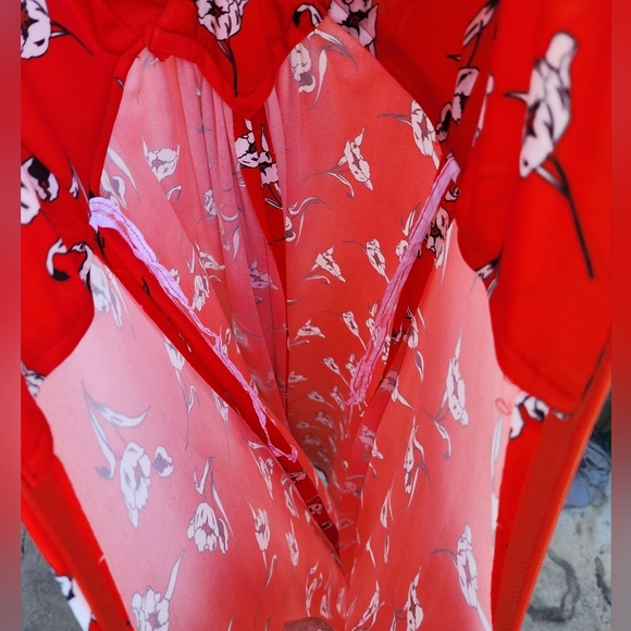 XS ?? Vintage 70's halter Red polyester Sleeveless Dress UNION MADE in USA - Picture 14 of 16